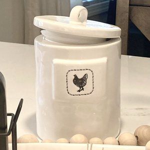 Stoneware Canister with Chicken Design